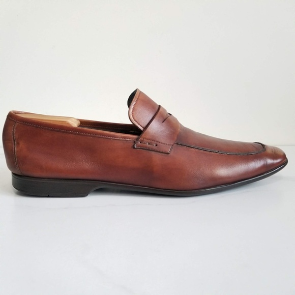 Magnanni Ramiro Brown Leather Penny Loafers Dress Shoes Men's Slip On - Picture 5 of 13